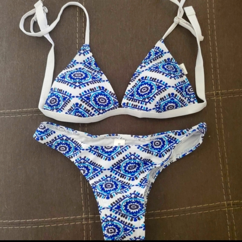 NEW Blue and White Bandage Bikini Set